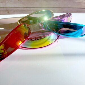 Futuristic Cyclops Visor Fashion Sunglasses Y2K Metallic Frames Mirror Lens